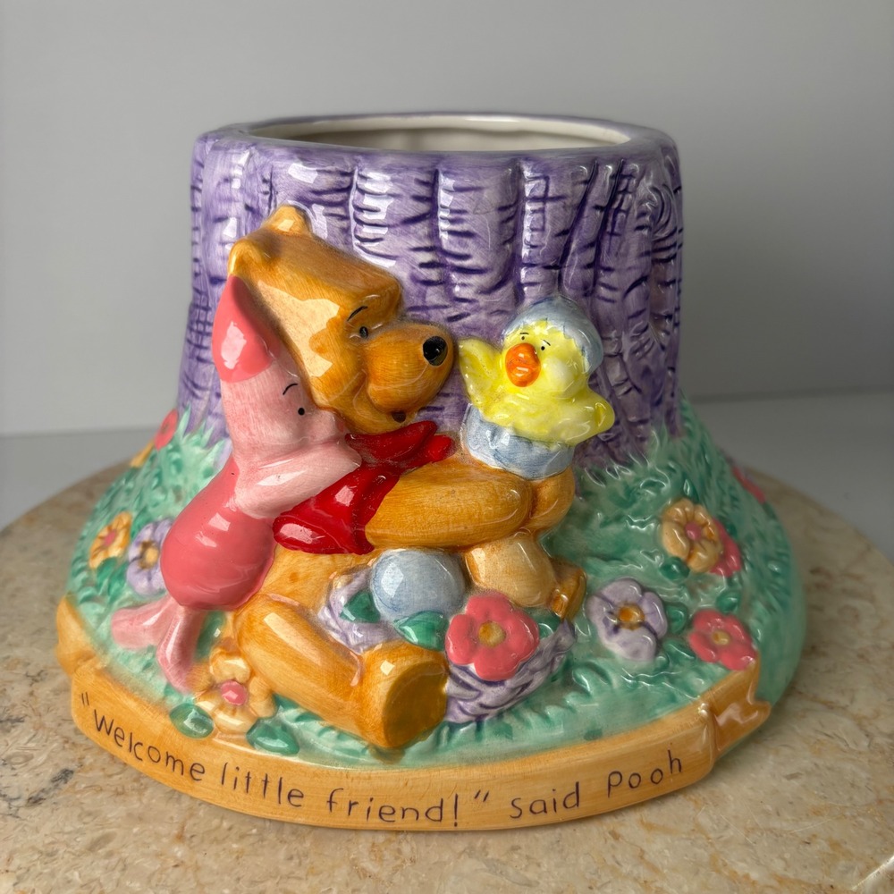 Disney Winnie the Pooh Ceramic Planter Vase Multi-Color Eeyore Piglet FTD
